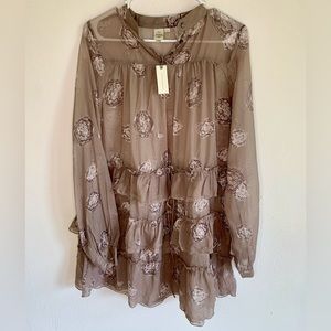 Seen Worn Kept by Anthropologie Ruffle Tiered Long Sleeve Mini Dress Sz. M NWT